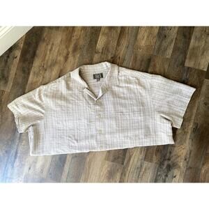 Men’s Neutral Lightweight Textured Plaid Collared Button-up  Mens  Size 3X
